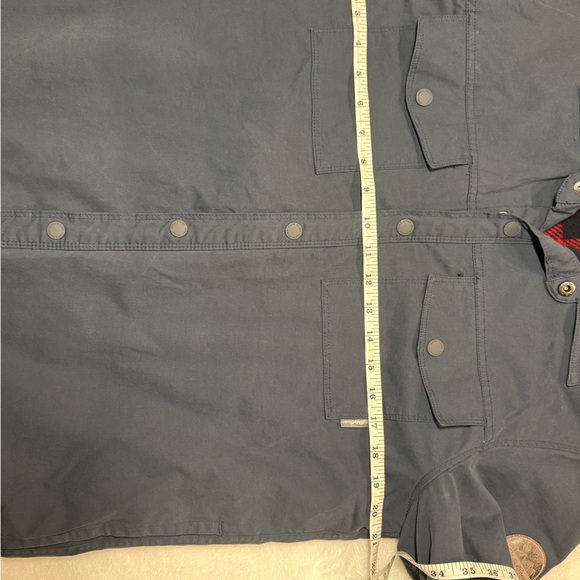 Eddie Bauer Navy Shacket Style with buffalo plaid lining - Picture 8 of 13